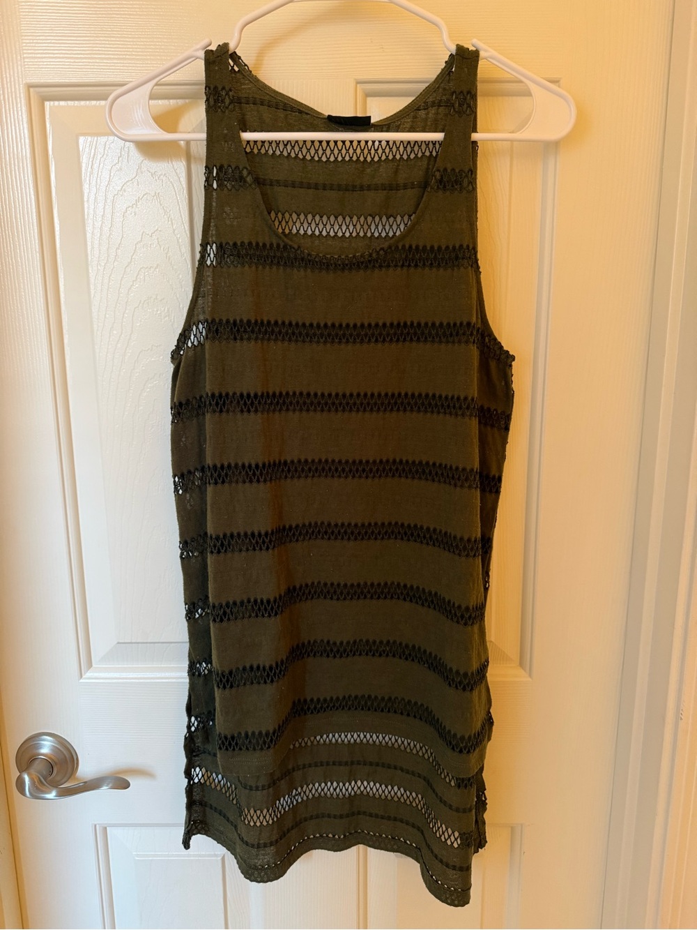 rue21 Olive Green Openwork Stripe Tank